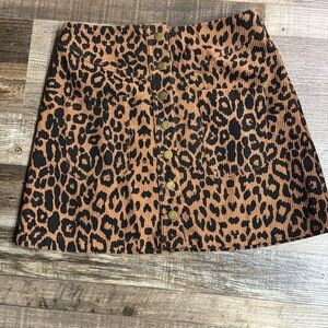 Pink Lily Leopard Button-Front Mini Skirt- Size Small NWOT